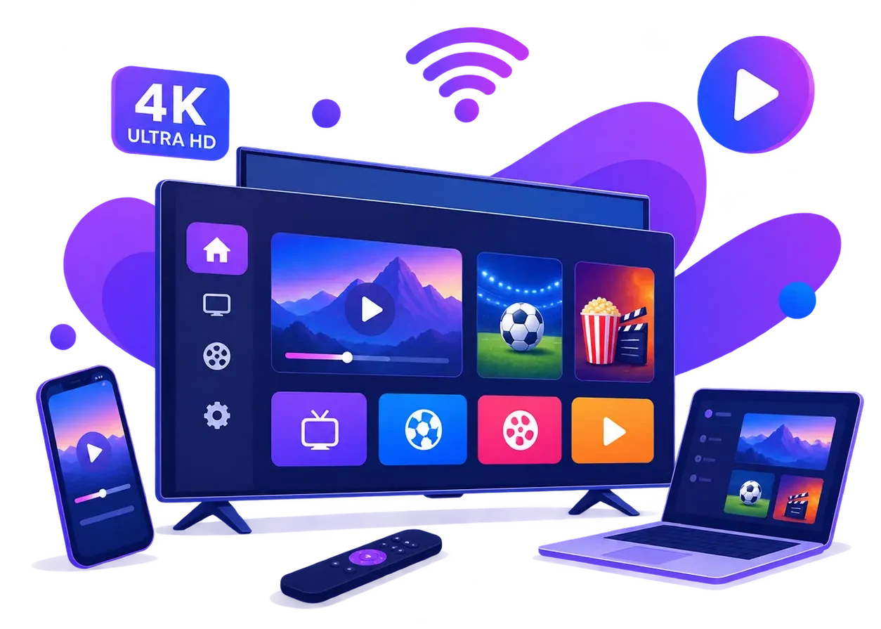 Abonnement IPTV Premium France - Smart TV 4K avec chaînes, films et séries