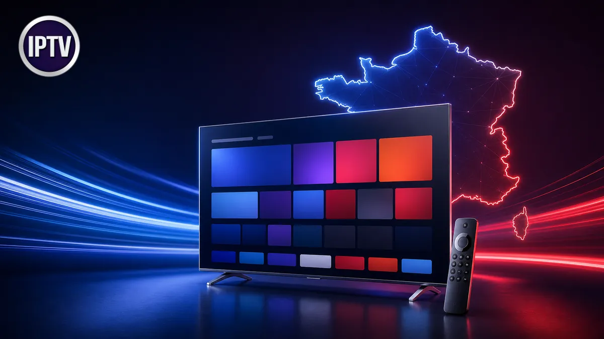 IPTV France 2026 avec télévision française, télécommande et carte de France
