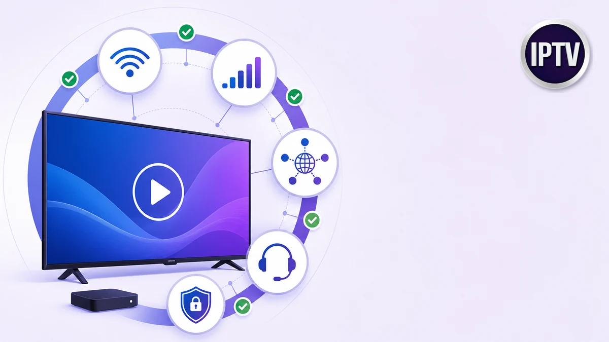 IPTV Premium évaluée par stabilité, bitrate, serveurs, sécurité et support